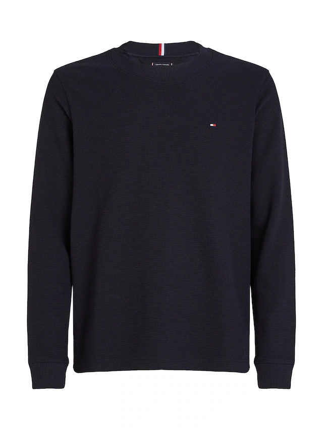 Tommy Hilfiger Rundhalspullover »TEXTURED LS TEE« mit Rundhalsausschnitt