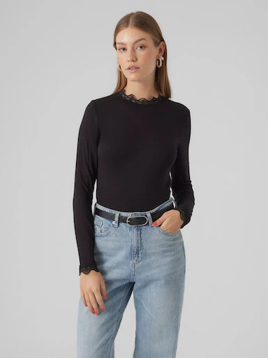 Vero Moda Langarmshirt »VMROSA LS HIGHNECK TOP JRS NOOS« Viskosemischung, slim fit