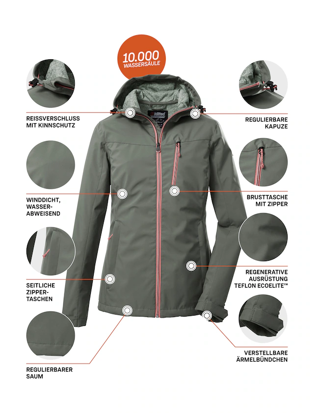 Killtec Softshelljacke »KOS 89 WMN SFTSHLL JCKT« Damen Softshelljacke: Wind-und wasserdicht, atmungsaktiv