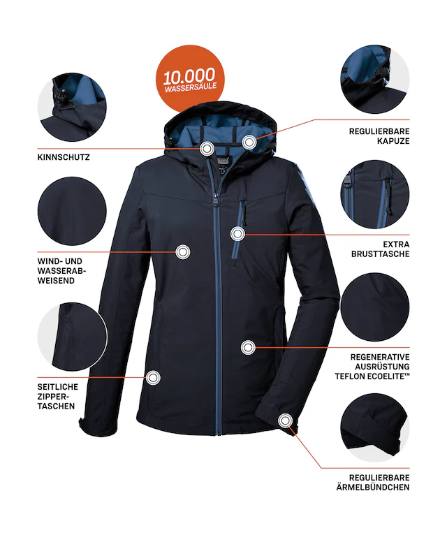 Killtec Softshelljacke »KOS 89 WMN SFTSHLL JCKT« Damen Softshelljacke: Wind-und wasserdicht, atmungsaktiv