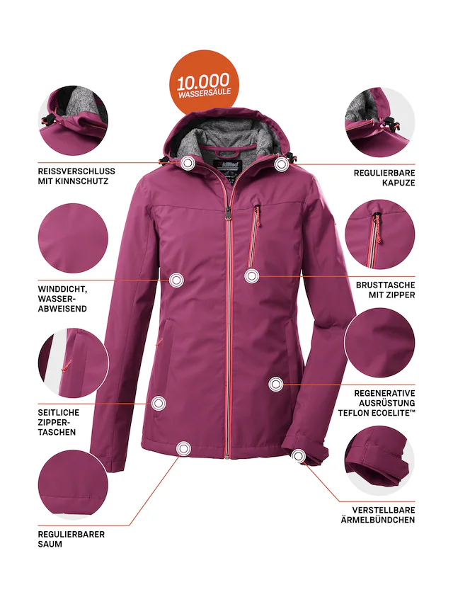 Killtec Softshelljacke »KOS 89 WMN SFTSHLL JCKT« Damen Softshelljacke: Wind-und wasserdicht, atmungsaktiv