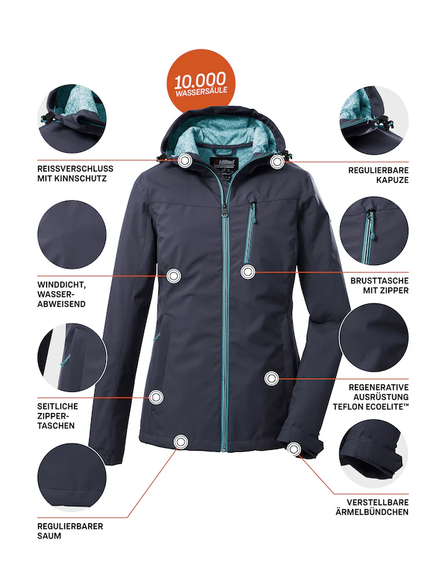 Killtec Softshelljacke »KOS 89 WMN SFTSHLL JCKT« Damen Softshelljacke: Wind-und wasserdicht, atmungsaktiv