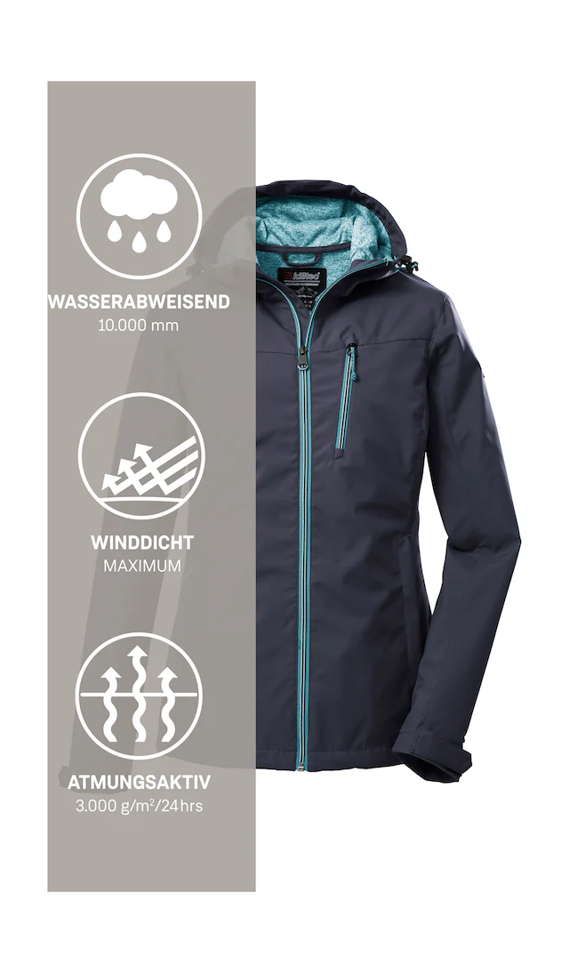 Killtec Softshelljacke »KOS 89 WMN SFTSHLL JCKT« Damen Softshelljacke: Wind-und wasserdicht, atmungsaktiv