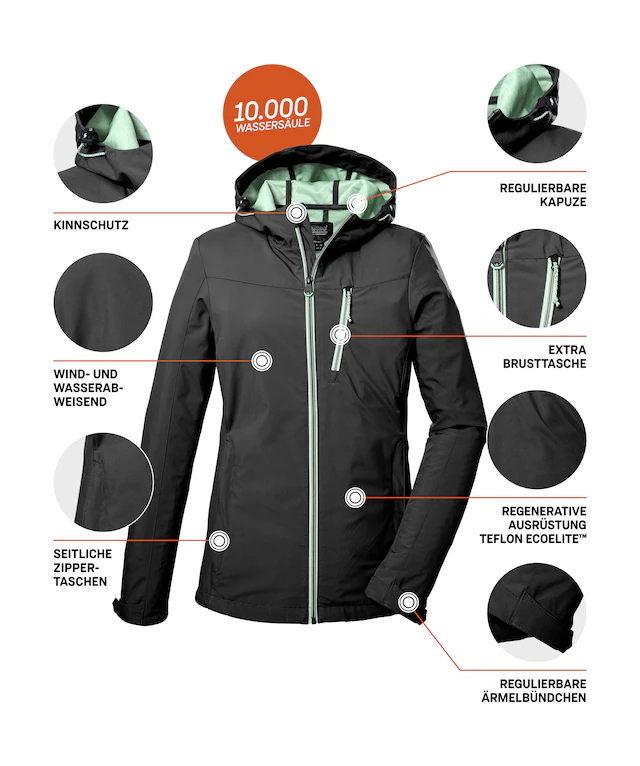 Killtec Softshelljacke »KOS 89 WMN SFTSHLL JCKT« Damen Softshelljacke: Wind-und wasserdicht, atmungsaktiv