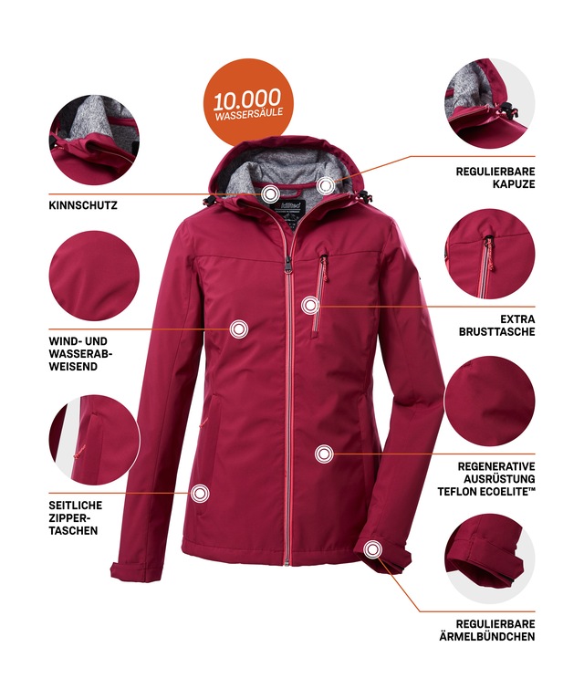 Killtec Softshelljacke »KOS 89 WMN SFTSHLL JCKT« Damen Softshelljacke: Wind-und wasserdicht, atmungsaktiv
