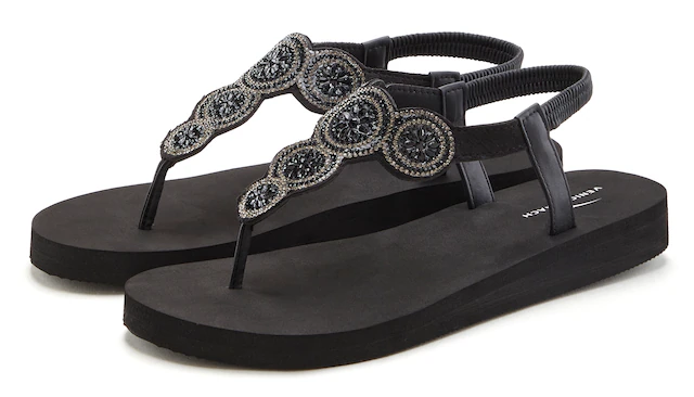 Venice Beach Badezehentrenner »Sandale, Badeschuh, Badelatsche, Flip Flop, Badeschlappe, Sommerschuhe« Zehentrenner ultraleicht mit Glitzerdetails VEGAN