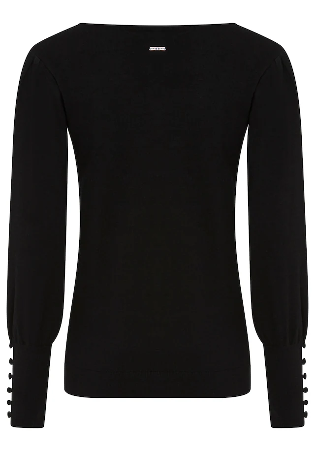 Laura Scott V-Ausschnitt-Pullover mit süßer Knopfleiste am Ärmel