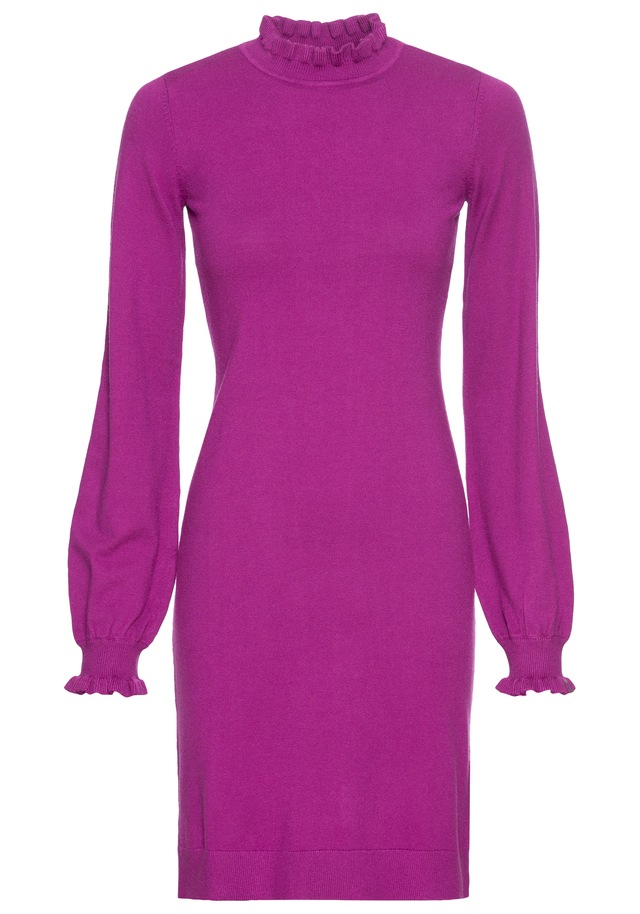 Laura Scott Strickkleid aus Viskosemischung mit femininem Rüschendetail