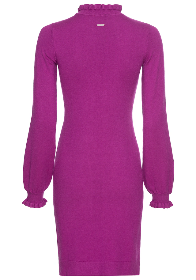 Laura Scott Strickkleid aus Viskosemischung mit femininem Rüschendetail