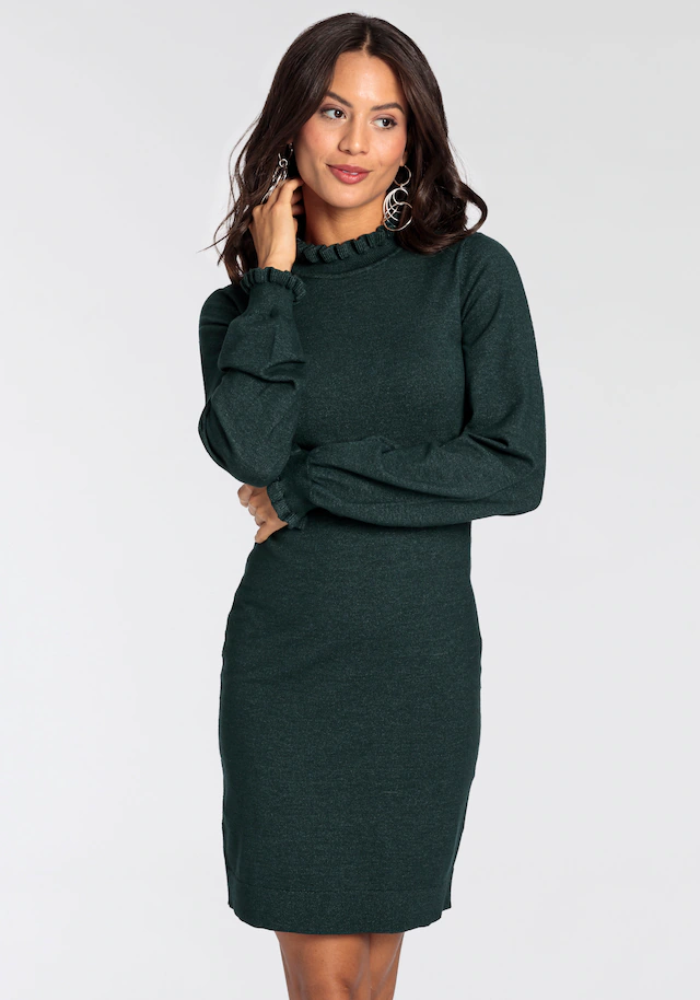 Laura Scott Strickkleid aus Viskosemischung mit femininem Rüschendetail