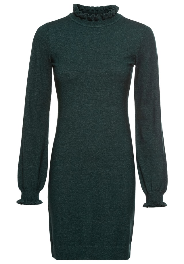 Laura Scott Strickkleid aus Viskosemischung mit femininem Rüschendetail