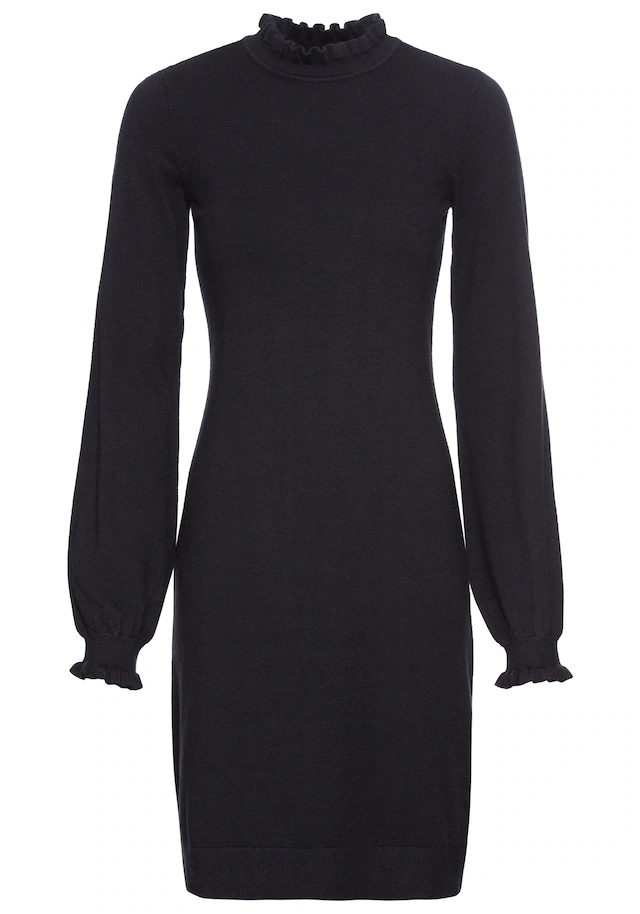 Laura Scott Strickkleid aus Viskosemischung mit femininem Rüschendetail