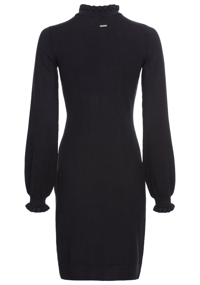 Laura Scott Strickkleid aus Viskosemischung mit femininem Rüschendetail