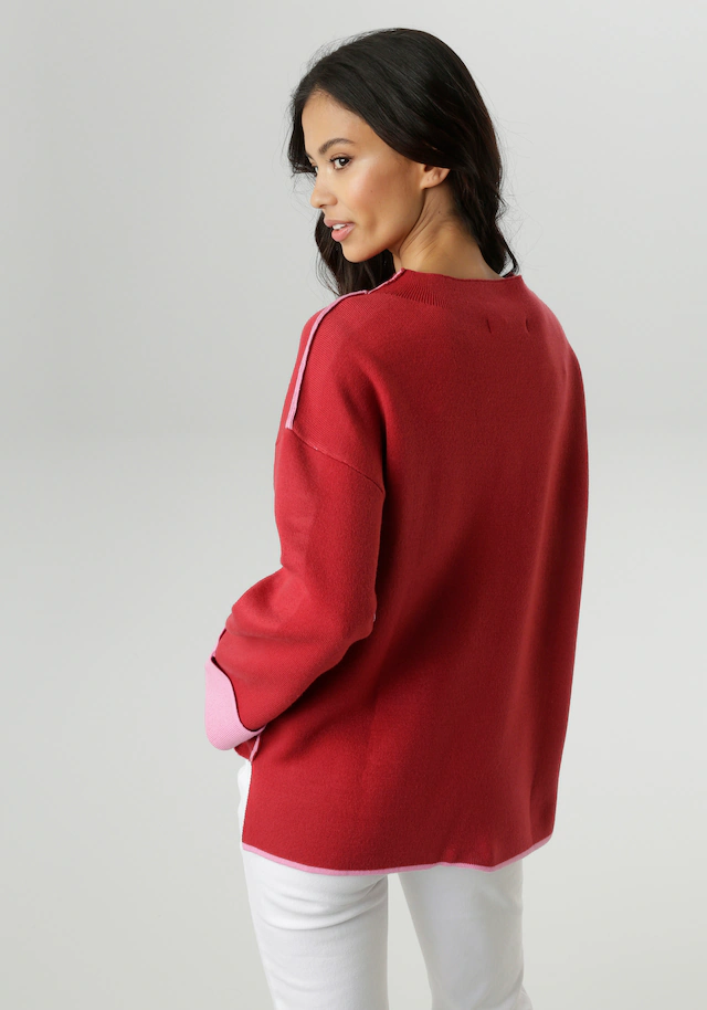 Aniston SELECTED Strickpullover mit rosafarbenen Zierkanten
