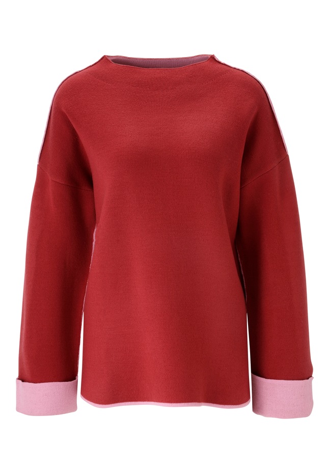 Aniston SELECTED Strickpullover mit rosafarbenen Zierkanten