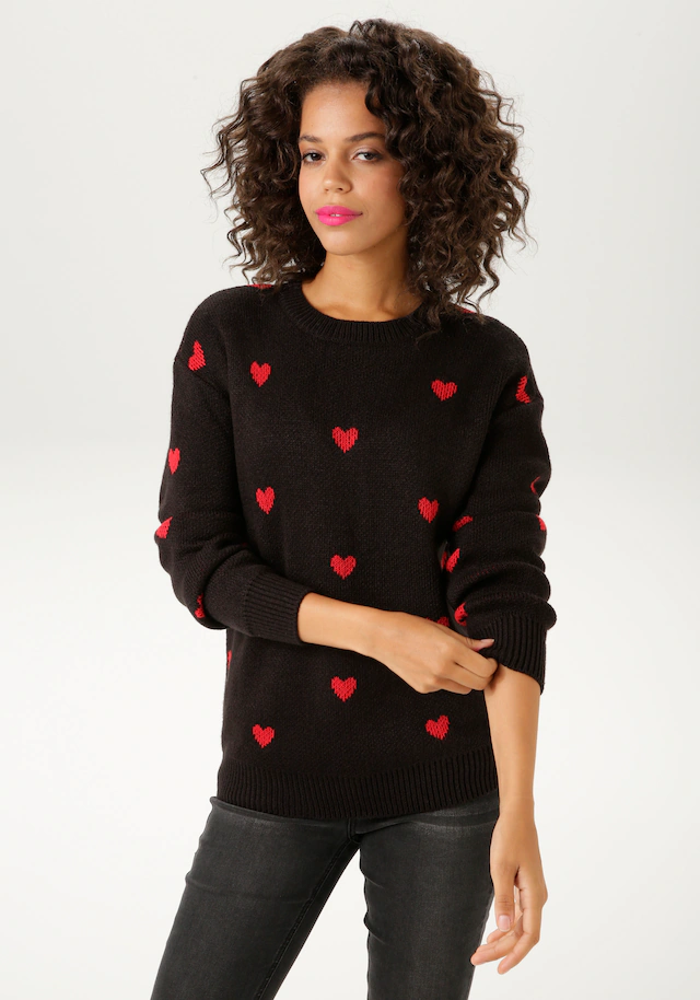 Aniston CASUAL Strickpullover mit eingestrickten Herzchen