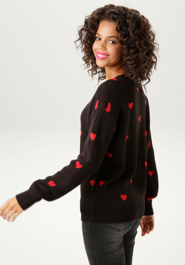 Aniston CASUAL Strickpullover mit eingestrickten Herzchen