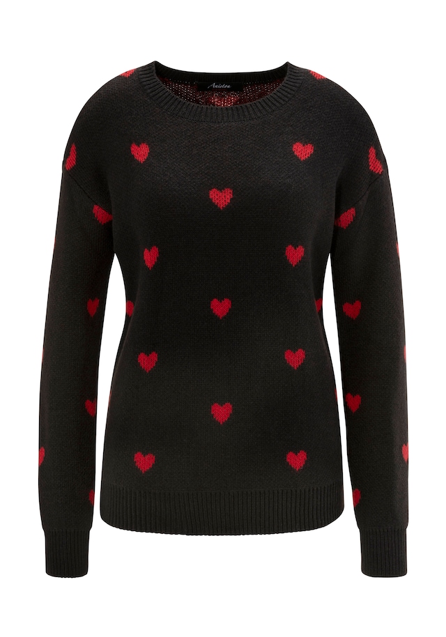 Aniston CASUAL Strickpullover mit eingestrickten Herzchen