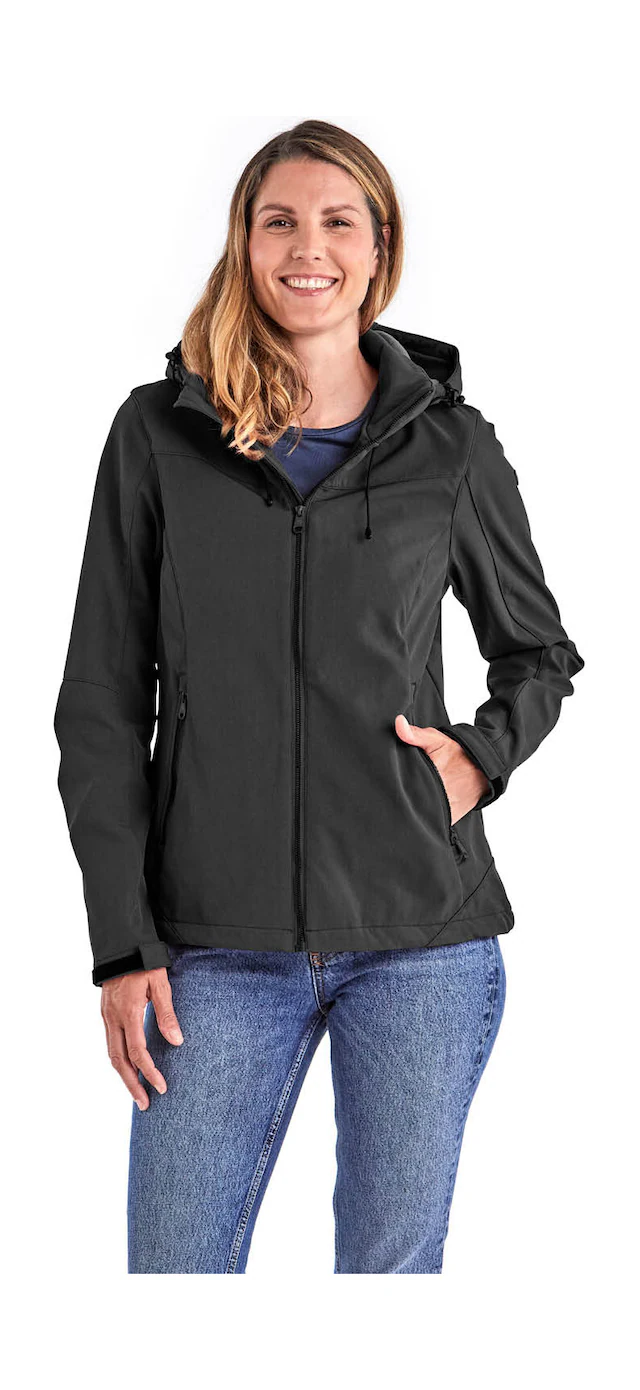 Killtec Softshelljacke »Damen Softshelljacke« Wasserabweisende, winddichte Softshelljacke mit abnehmbarer Kapuze