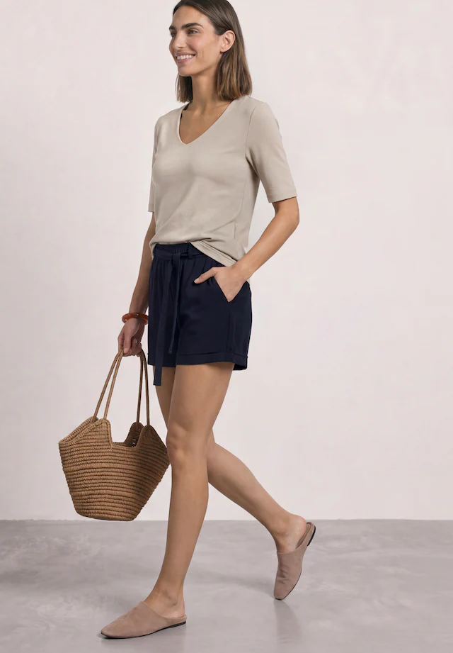 STREET ONE Kurzarmshirt »Style Palmira« mit tiefem Rundhalsausschnitt