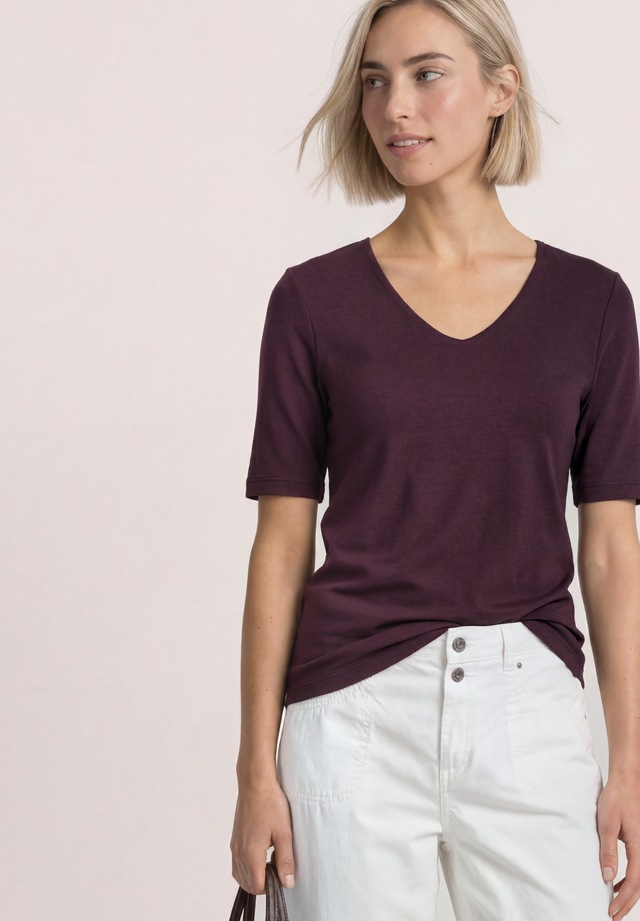 STREET ONE Kurzarmshirt »Style Palmira« mit tiefem Rundhalsausschnitt