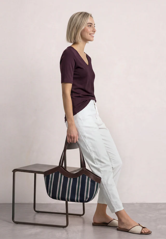 STREET ONE Kurzarmshirt »Style Palmira« mit tiefem Rundhalsausschnitt
