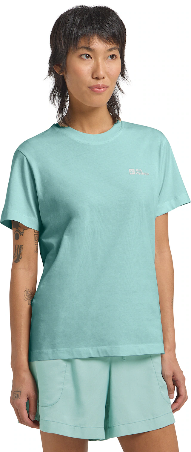Jack Wolfskin T-Shirt »ESSENTIAL T W« aus atmungsaktiver Baumwolle, mit Rundhalsausschnitt, Kurzarm