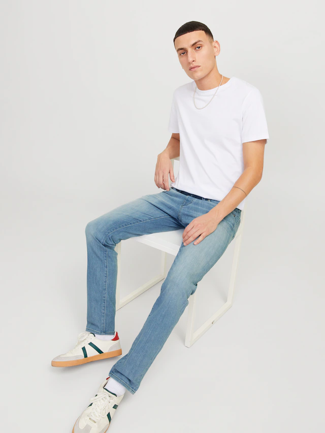 Jack & Jones Slim-fit-Jeans »JJIGLENN – Jeans mit Stretch, niedriger Leibhöhe und Taschen« Baumwollmischung, slim fit