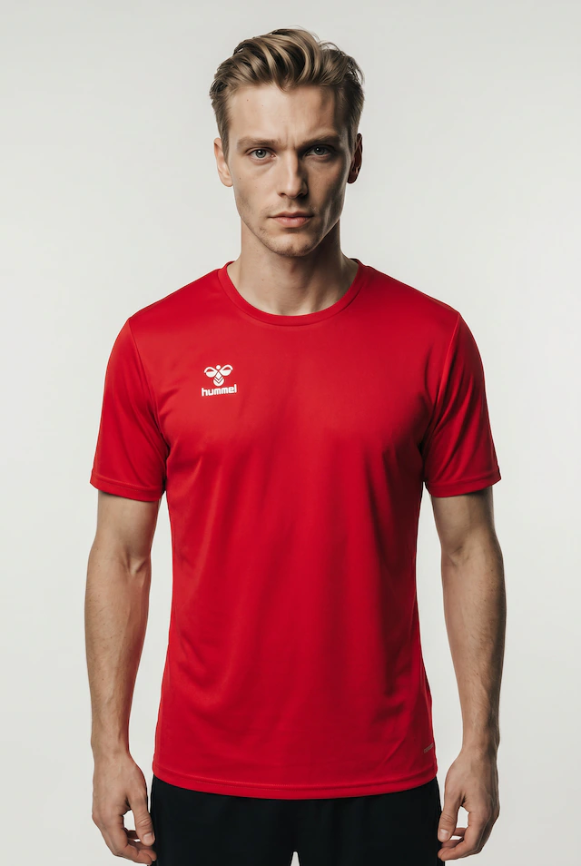 hummel Trainingsshirt »HMLESSENTIAL JERSEY S/S« Kurzarm-Design, mit Rundhalsausschnitt, in Trikot-Qualität