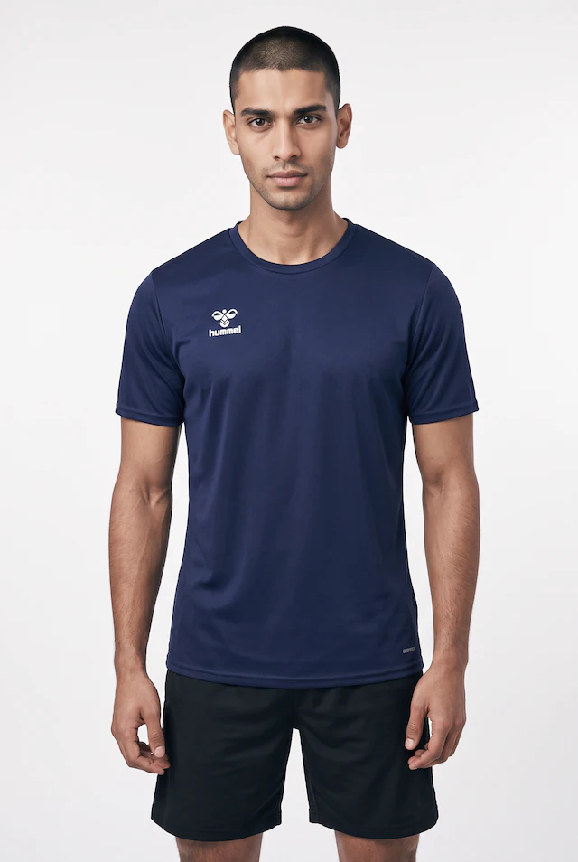 hummel Trainingsshirt »HMLESSENTIAL JERSEY S/S« Kurzarm-Design, mit Rundhalsausschnitt, in Trikot-Qualität