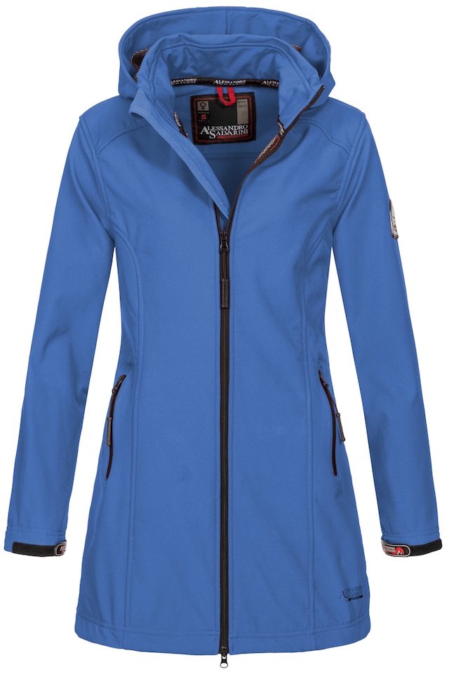Alessandro Salvarini Softshelljacke »Alessia« lang mit abnehmbarer Kapuze