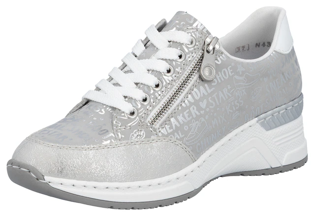 Rieker Sneaker mit Lettern bedruckt, Freizeitschuh, Halbschuh, Schnürschuh