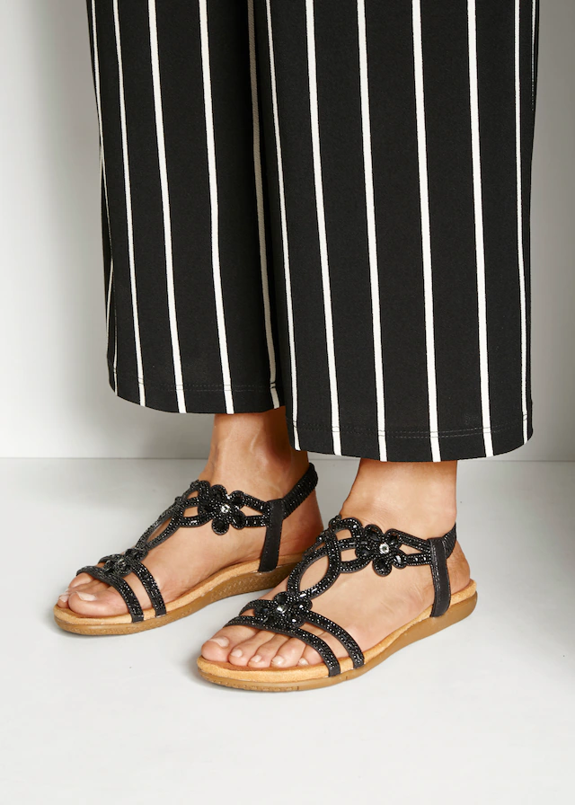 Vivance Sandale »Sommerschuh, offener Schuh, Sandalette,« mit elastischen Riemen & eleganten Glitzersteinen VEGAN