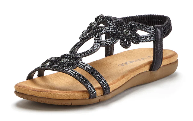 Vivance Sandale »Sommerschuh, offener Schuh, Sandalette,« mit elastischen Riemen & eleganten Glitzersteinen VEGAN
