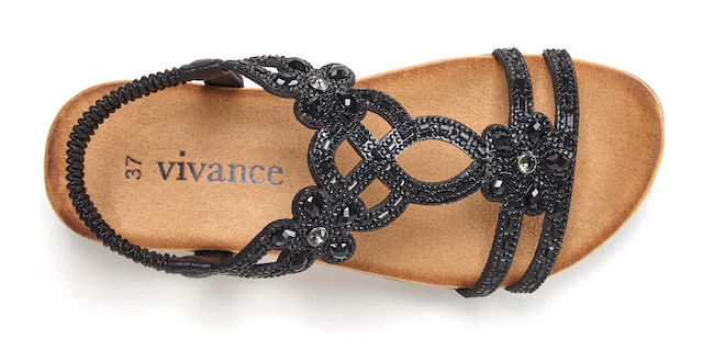Vivance Sandale »Sommerschuh, offener Schuh, Sandalette,« mit elastischen Riemen & eleganten Glitzersteinen VEGAN