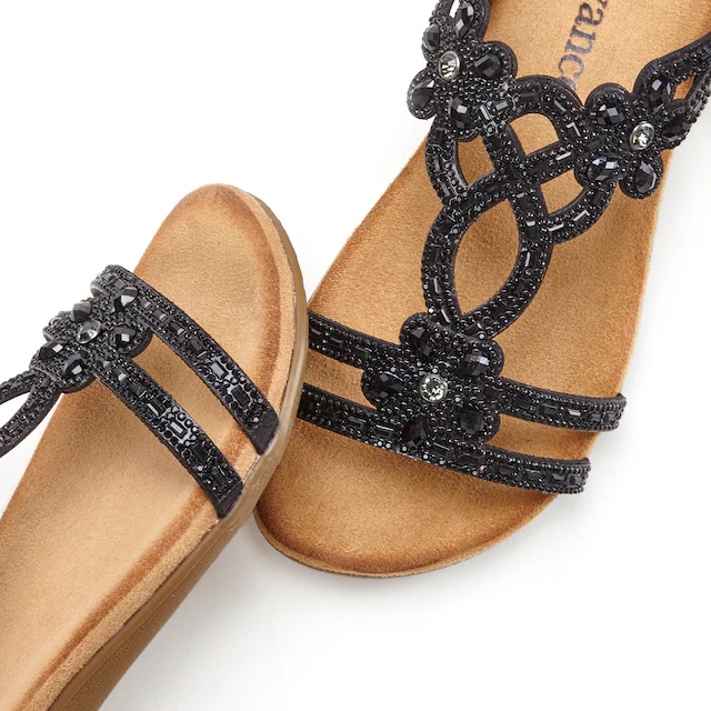 Vivance Sandale »Sommerschuh, offener Schuh, Sandalette,« mit elastischen Riemen & eleganten Glitzersteinen VEGAN