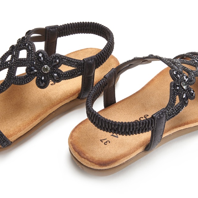 Vivance Sandale »Sommerschuh, offener Schuh, Sandalette,« mit elastischen Riemen & eleganten Glitzersteinen VEGAN