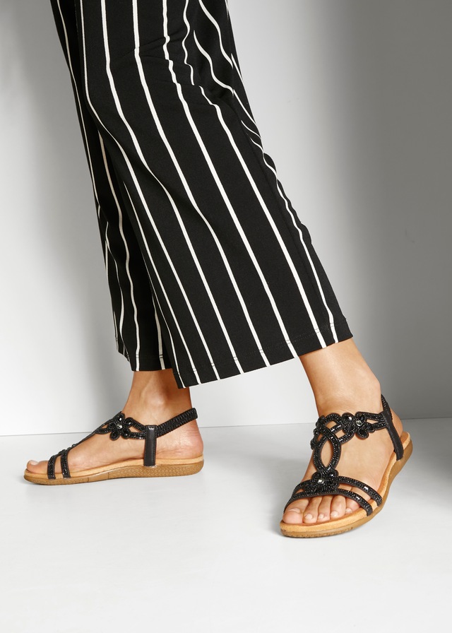 Vivance Sandale »Sommerschuh, offener Schuh, Sandalette,« mit elastischen Riemen & eleganten Glitzersteinen VEGAN