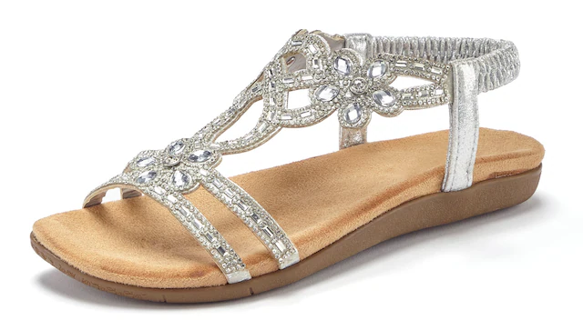 Vivance Sandale »Sommerschuh, offener Schuh, Sandalette,« mit elastischen Riemen & eleganten Glitzersteinen VEGAN