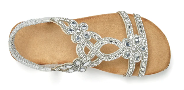 Vivance Sandale »Sommerschuh, offener Schuh, Sandalette,« mit elastischen Riemen & eleganten Glitzersteinen VEGAN