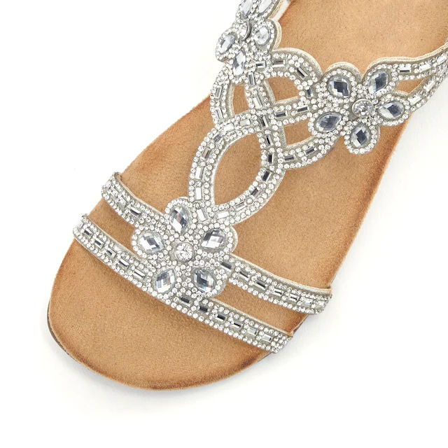 Vivance Sandale »Sommerschuh, offener Schuh, Sandalette,« mit elastischen Riemen & eleganten Glitzersteinen VEGAN