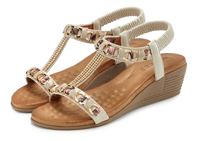 Vivance Sandalette »Sommerschuh, offener Schuh, Sandale, Keilsandalette,« mit elastischen Riemchen und Keilabsatz