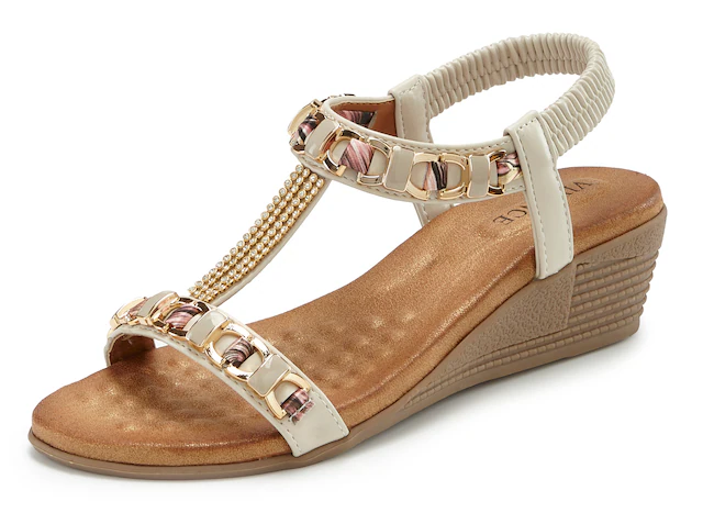 Vivance Sandalette »Sommerschuh, offener Schuh, Sandale, Keilsandalette,« mit elastischen Riemchen und Keilabsatz
