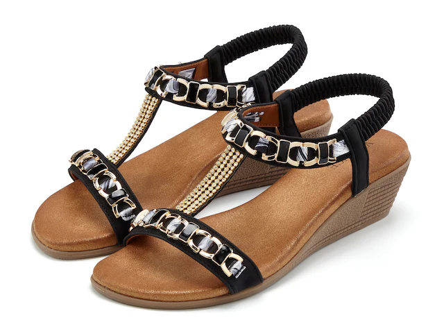 Vivance Sandalette »Sommerschuh, offener Schuh, Sandale, Keilsandalette,« mit elastischen Riemchen und Keilabsatz