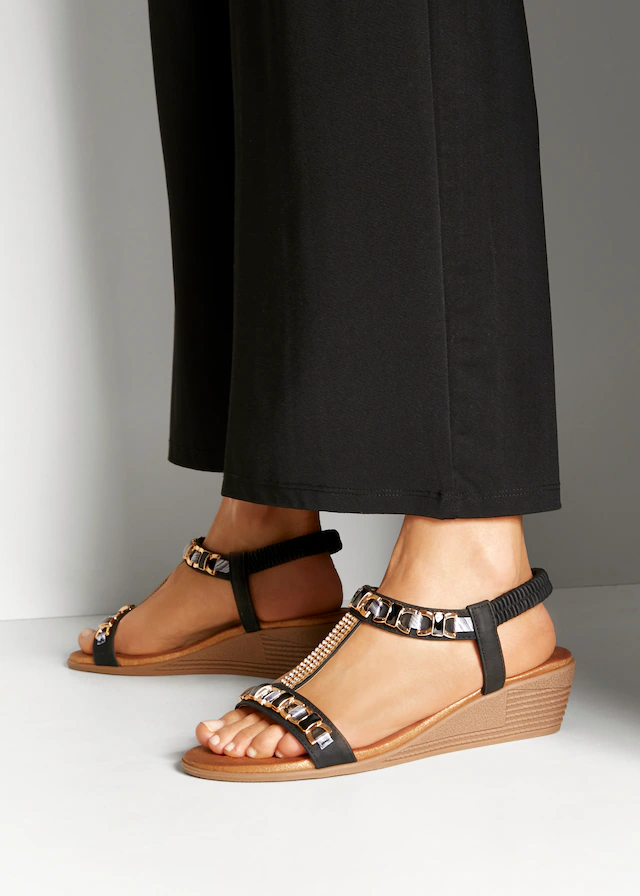 Vivance Sandalette »Sommerschuh, offener Schuh, Sandale, Keilsandalette,« mit elastischen Riemchen und Keilabsatz