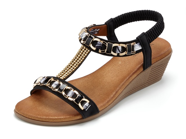 Vivance Sandalette »Sommerschuh, offener Schuh, Sandale, Keilsandalette,« mit elastischen Riemchen und Keilabsatz