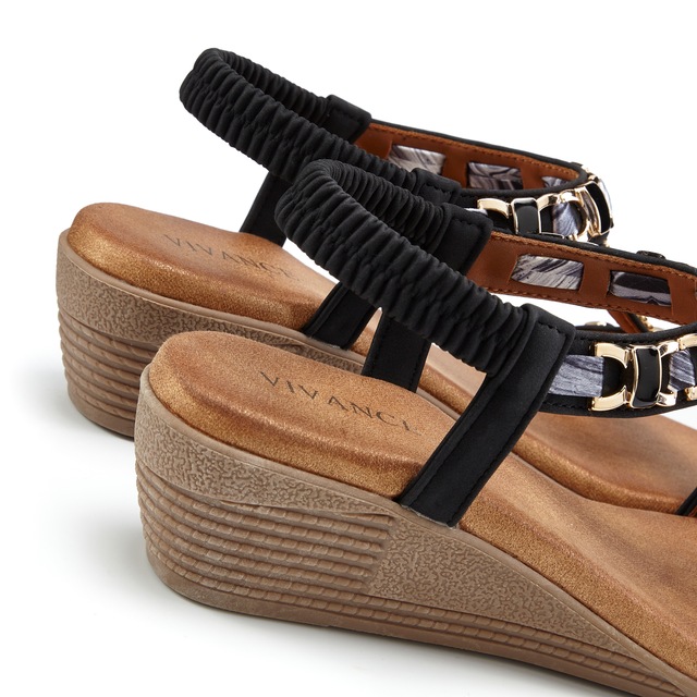 Vivance Sandalette »Sommerschuh, offener Schuh, Sandale, Keilsandalette,« mit elastischen Riemchen und Keilabsatz