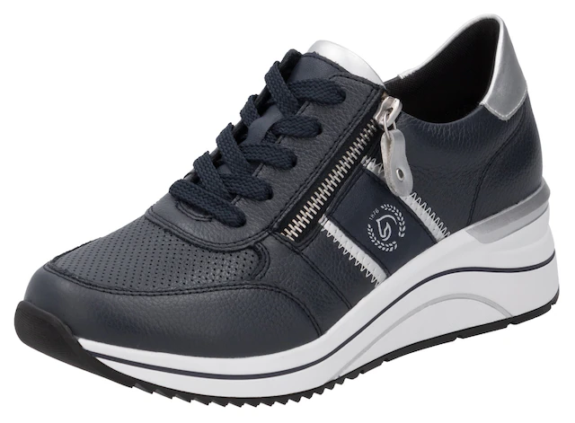 Remonte Keilsneaker , Freizeitschuh, Halbschuh, Schnürschuh mit Metallic-Kontrastbesätzen