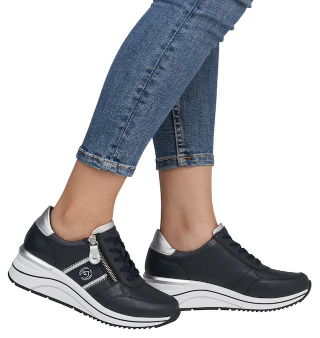 Remonte Keilsneaker , Freizeitschuh, Halbschuh, Schnürschuh mit Metallic-Kontrastbesätzen