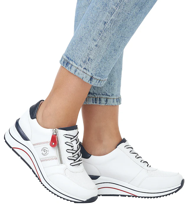 Remonte Keilsneaker , Freizeitschuh, Halbschuh, Schnürschuh mit Metallic-Kontrastbesätzen